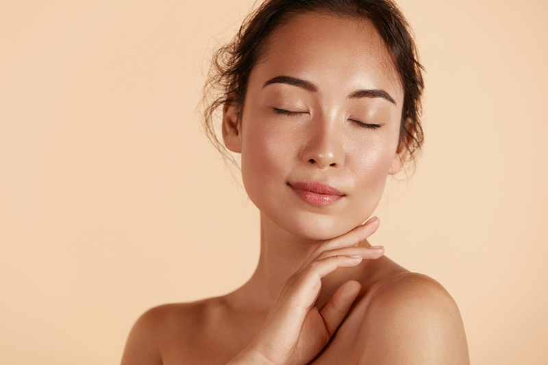 Beauty face. Woman with natural makeup and healthy skin portrait eyelid lift